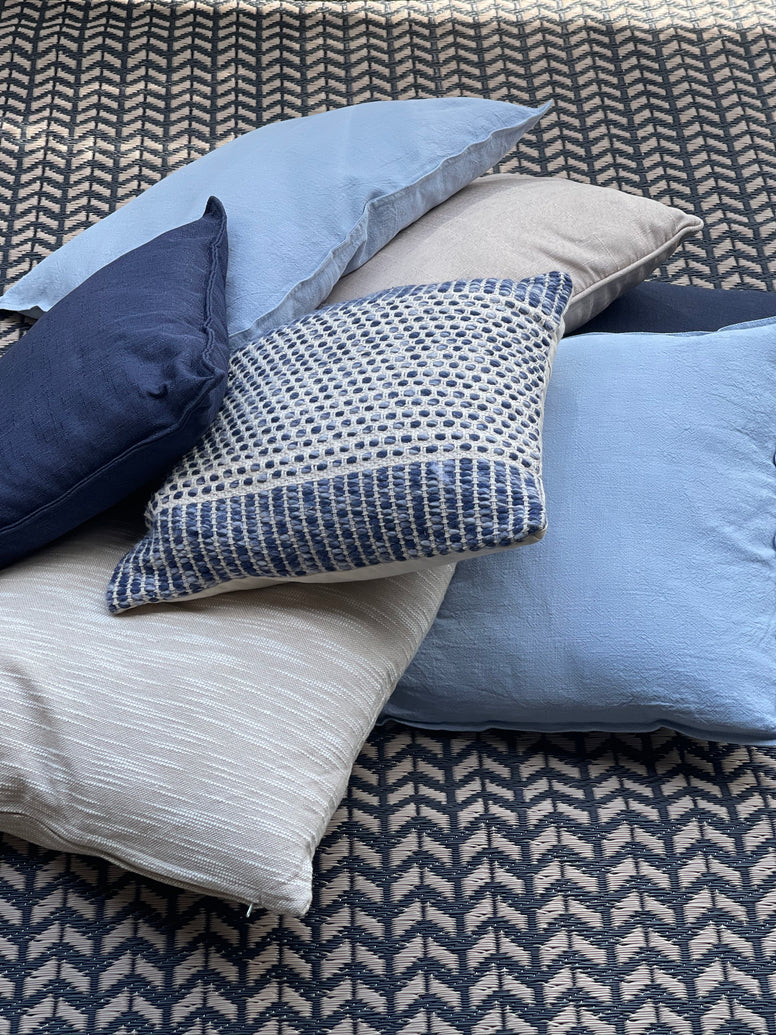Shades of Blue/Cream/Beige Cushions (For Hire)